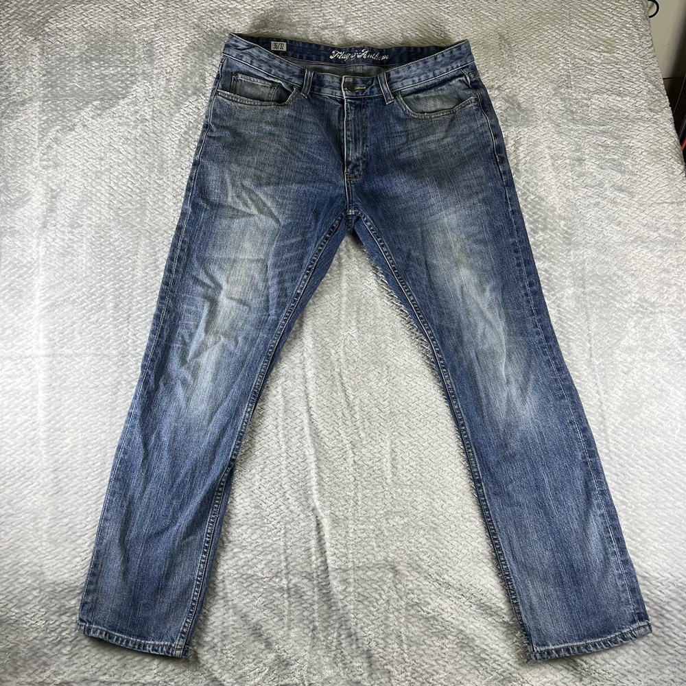 Flag & Anthem Straight Fit Jeans Mens 36x32 Blue Stretch Denim Medium Wash